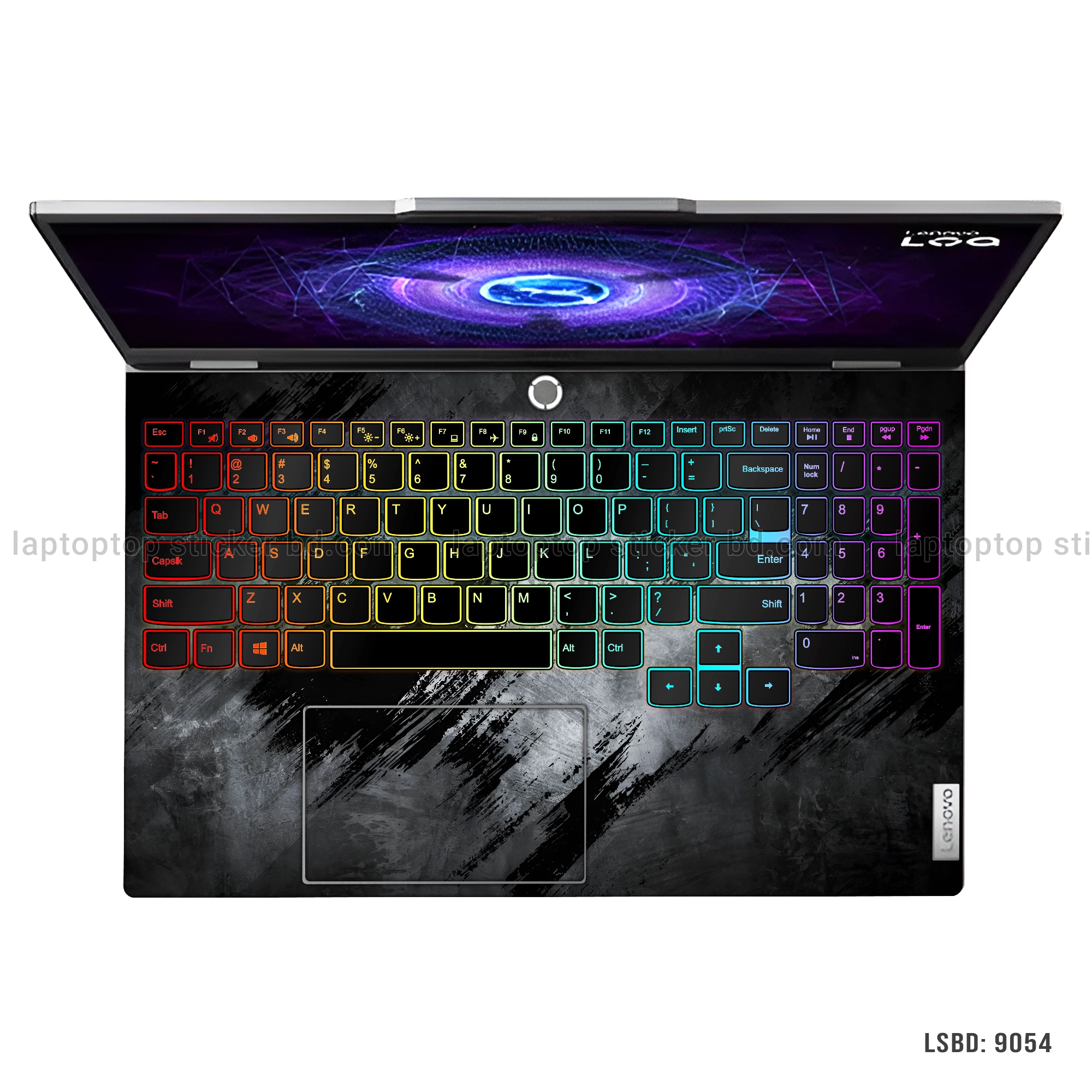 Abstract black and grey grunge laptop sticker for all laptop sizes