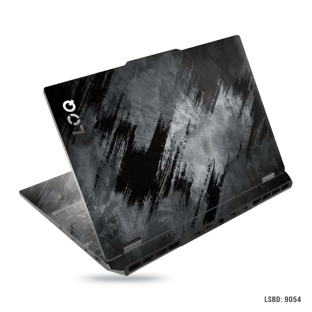 Abstract black and grey grunge laptop sticker for all laptop sizes