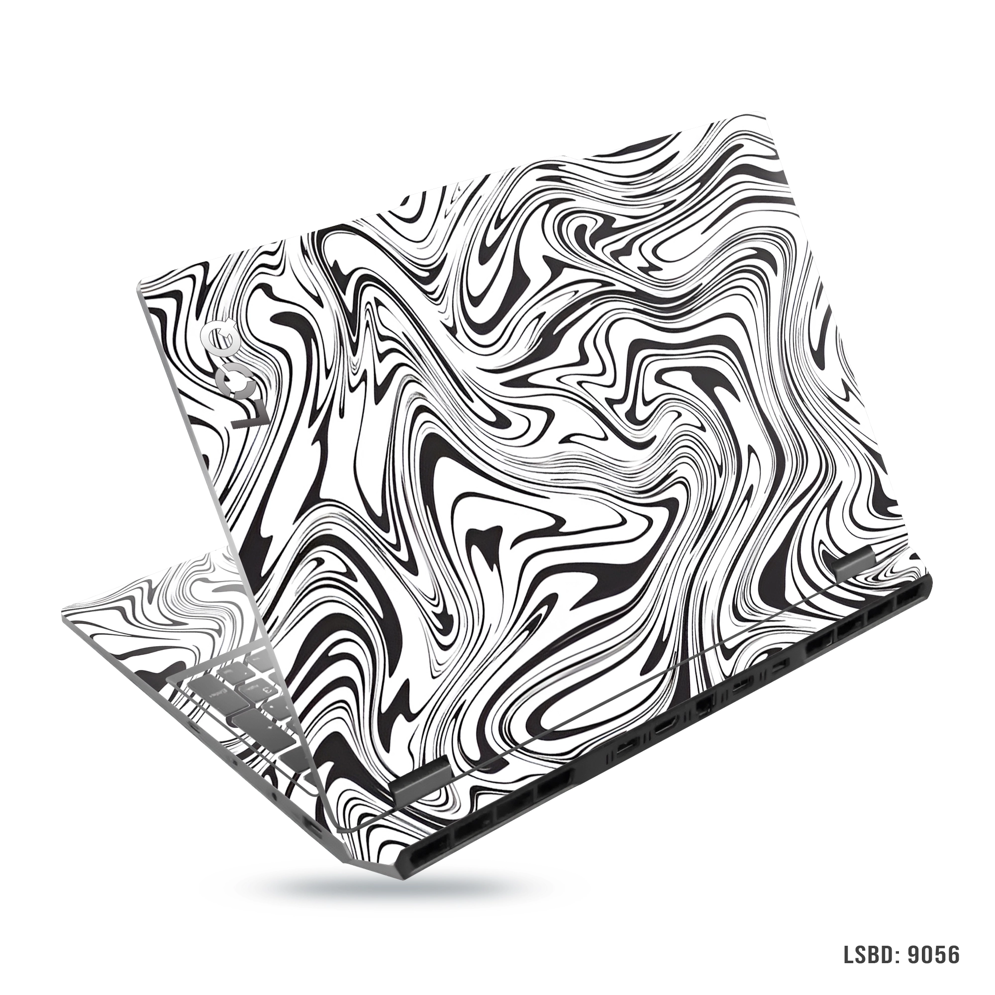 Abstract black and white laptop sticker for all laptop sizes