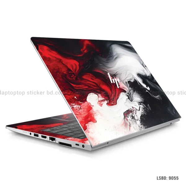 Abstract red and white laptop sticker for all laptop sizes
