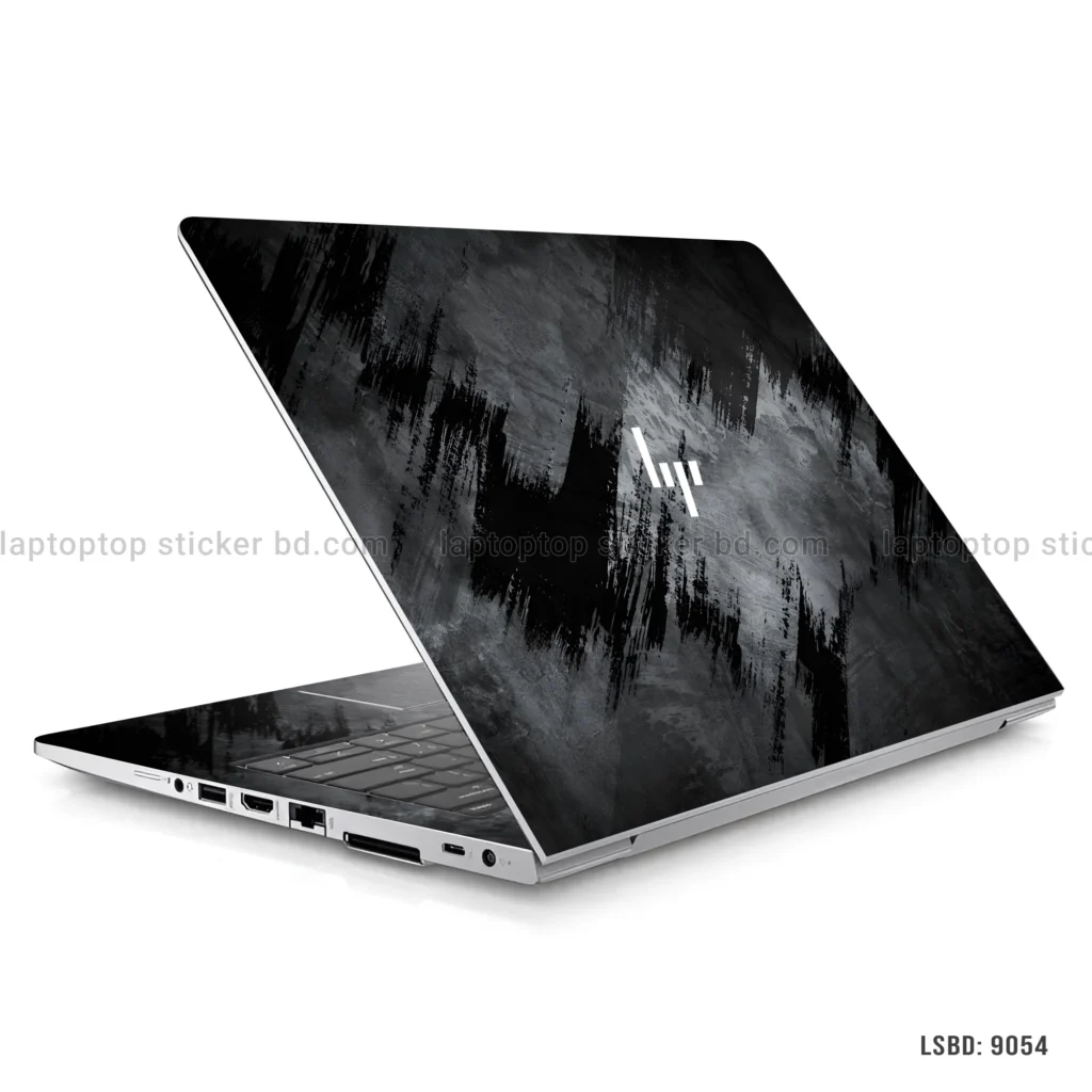 Abstract black and grey grunge laptop sticker for all laptop sizes