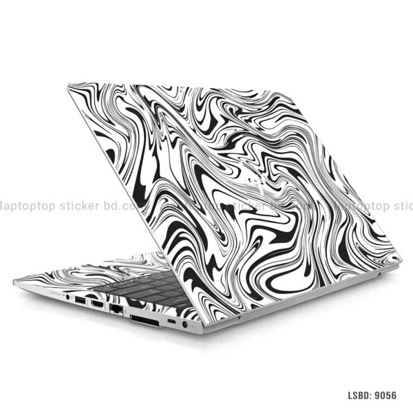 Abstract black and white laptop sticker for all laptop sizes