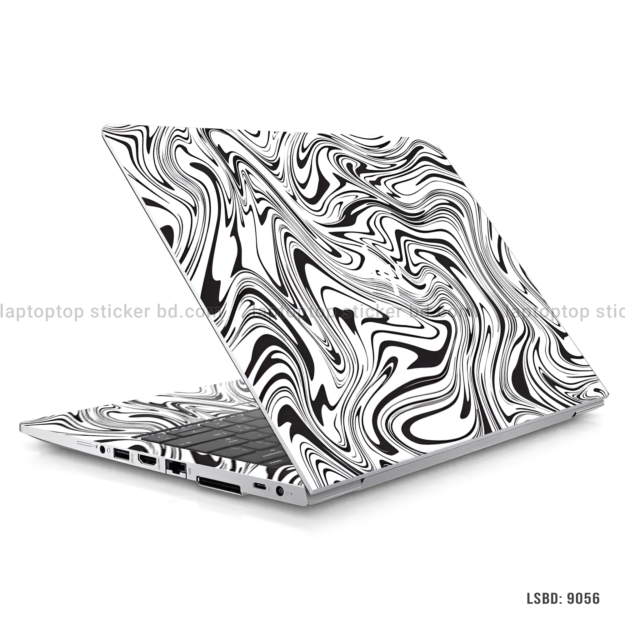 Abstract black and white laptop sticker for all laptop sizes