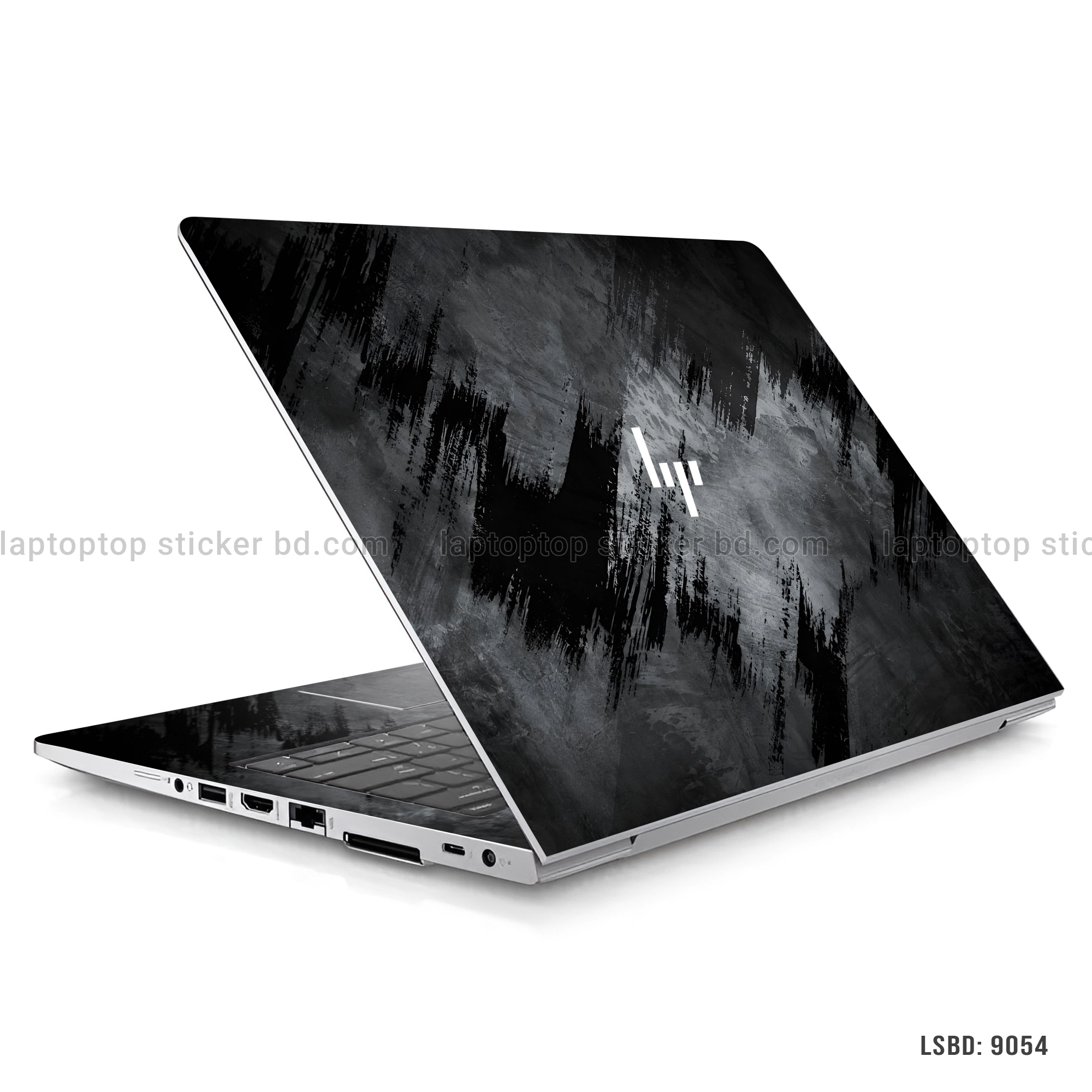 Abstract black and grey grunge laptop sticker for all laptop sizes